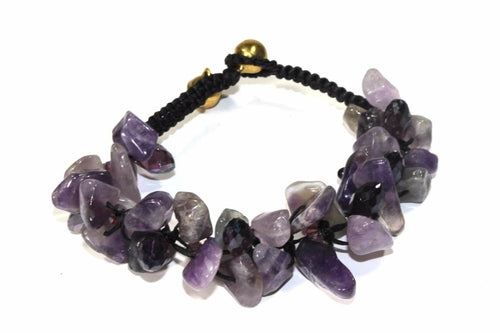 Bracciale Artigianale in Ametista Grezza e Cordino