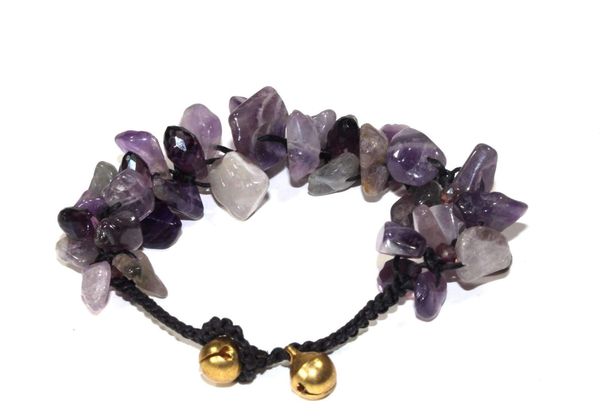 Bracciale Artigianale in Ametista Grezza e Cordino