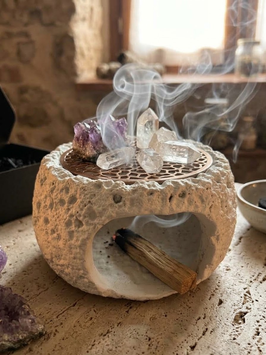 Bruciatore d'Incensi e Portaincenso Artigianale in Cemento