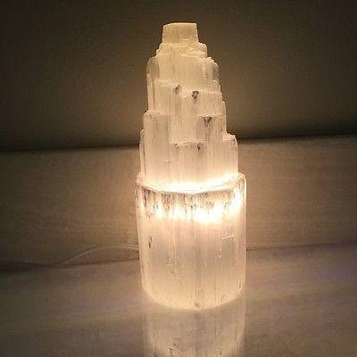Lampada in Selenite Grezza | Torre Grattacielo | Luce e Cristalloterapia