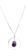 Collana con Cerchietto in Argento e Cristallo Grezzo Naturale