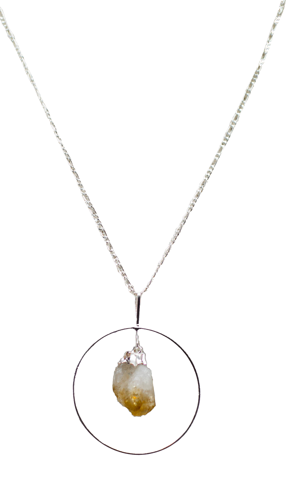 Collana con Cerchietto in Argento e Cristallo Grezzo Naturale