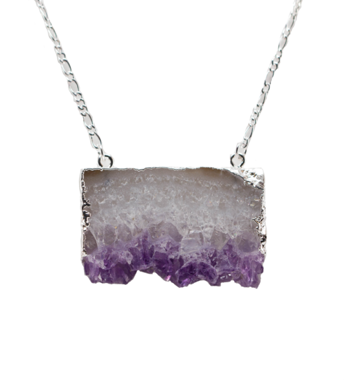 Collana con Sezione Orizzontale di Ametista Naturale