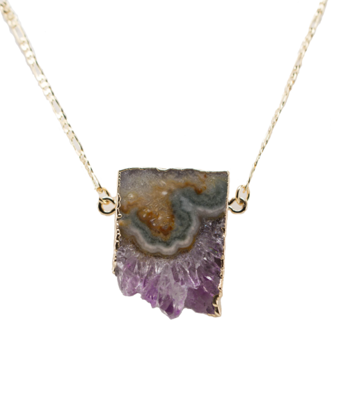 Collana con Sezione Orizzontale di Ametista Naturale