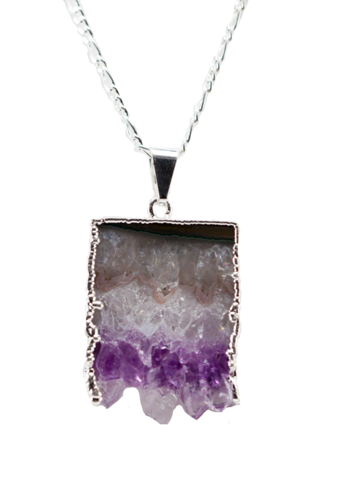 Collana con Sezione Orizzontale di Ametista Naturale