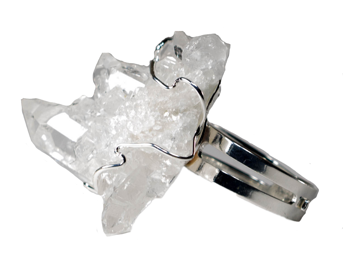 Anello in Quarzo Ialino Naturale e Metallo