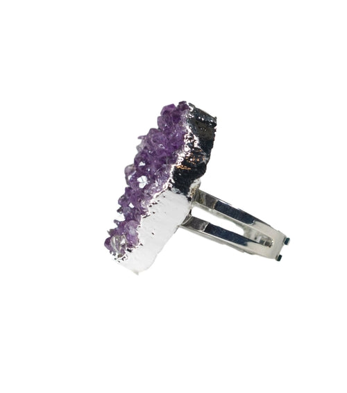 Anello con Pietra Naturale e Fascia in Argento