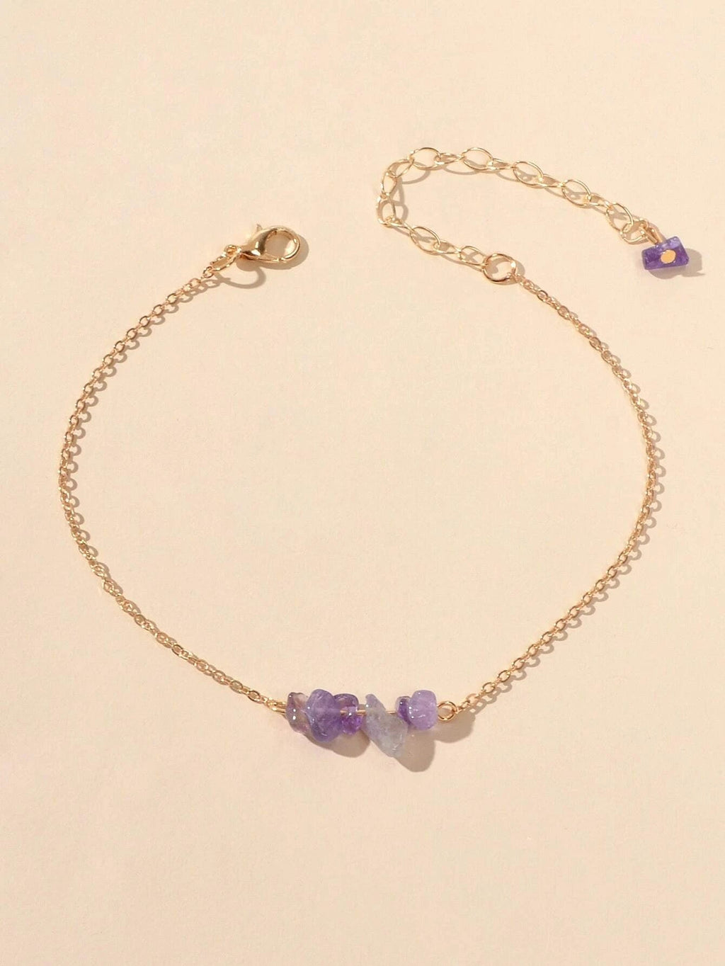 Gold Chain Green Purple Natural Stone Anklet Bracelet Summer Beach