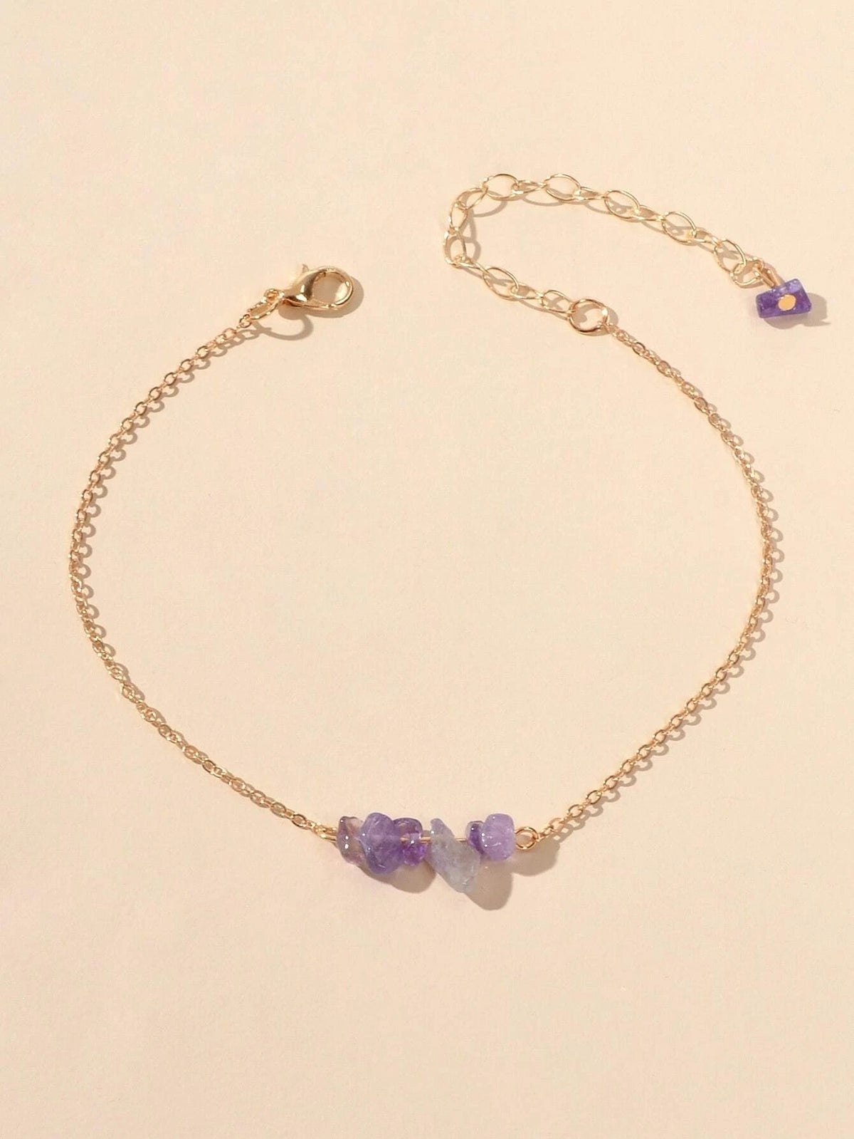 Gold Chain Green Purple Natural Stone Anklet Bracelet Summer Beach