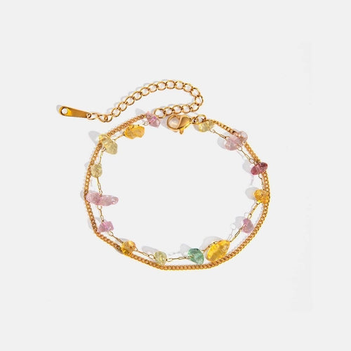 Stainless Steel Natural Stone Double Layered Bracelet for Women