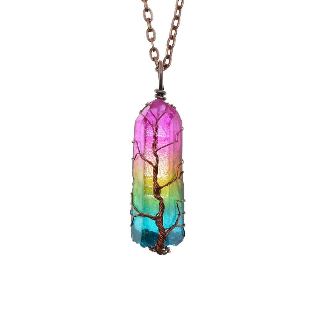 Collana con Colonna di Cristallo e Albero della Vita