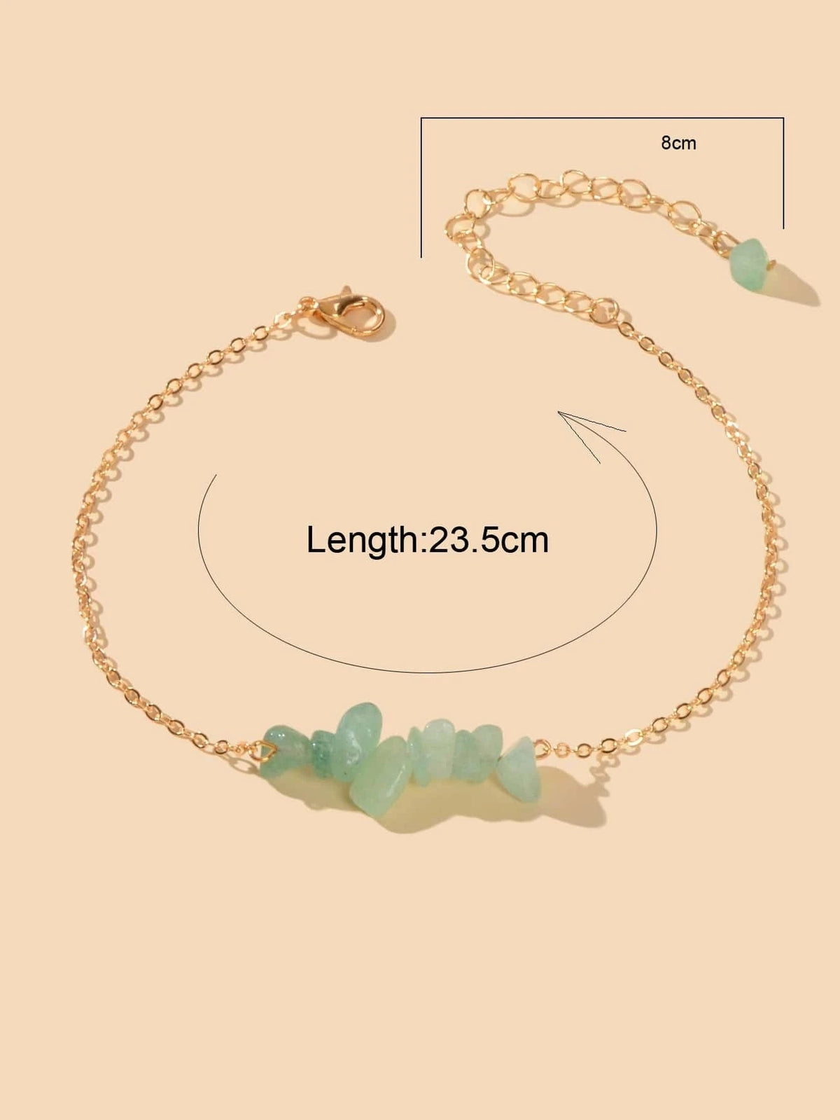 Gold Chain Green Purple Natural Stone Anklet Bracelet Summer Beach