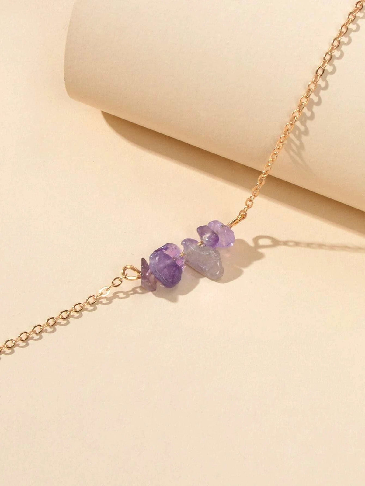Gold Chain Green Purple Natural Stone Anklet Bracelet Summer Beach