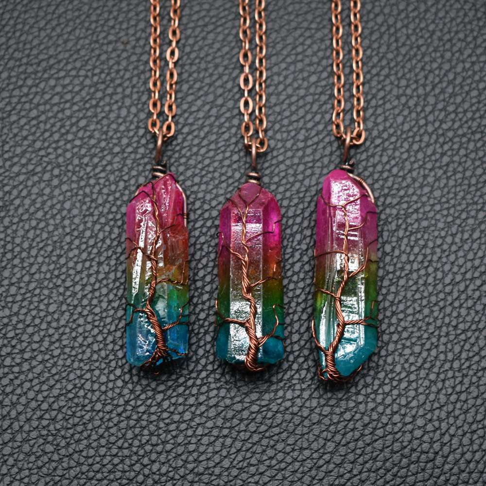 Collana con Colonna di Cristallo e Albero della Vita