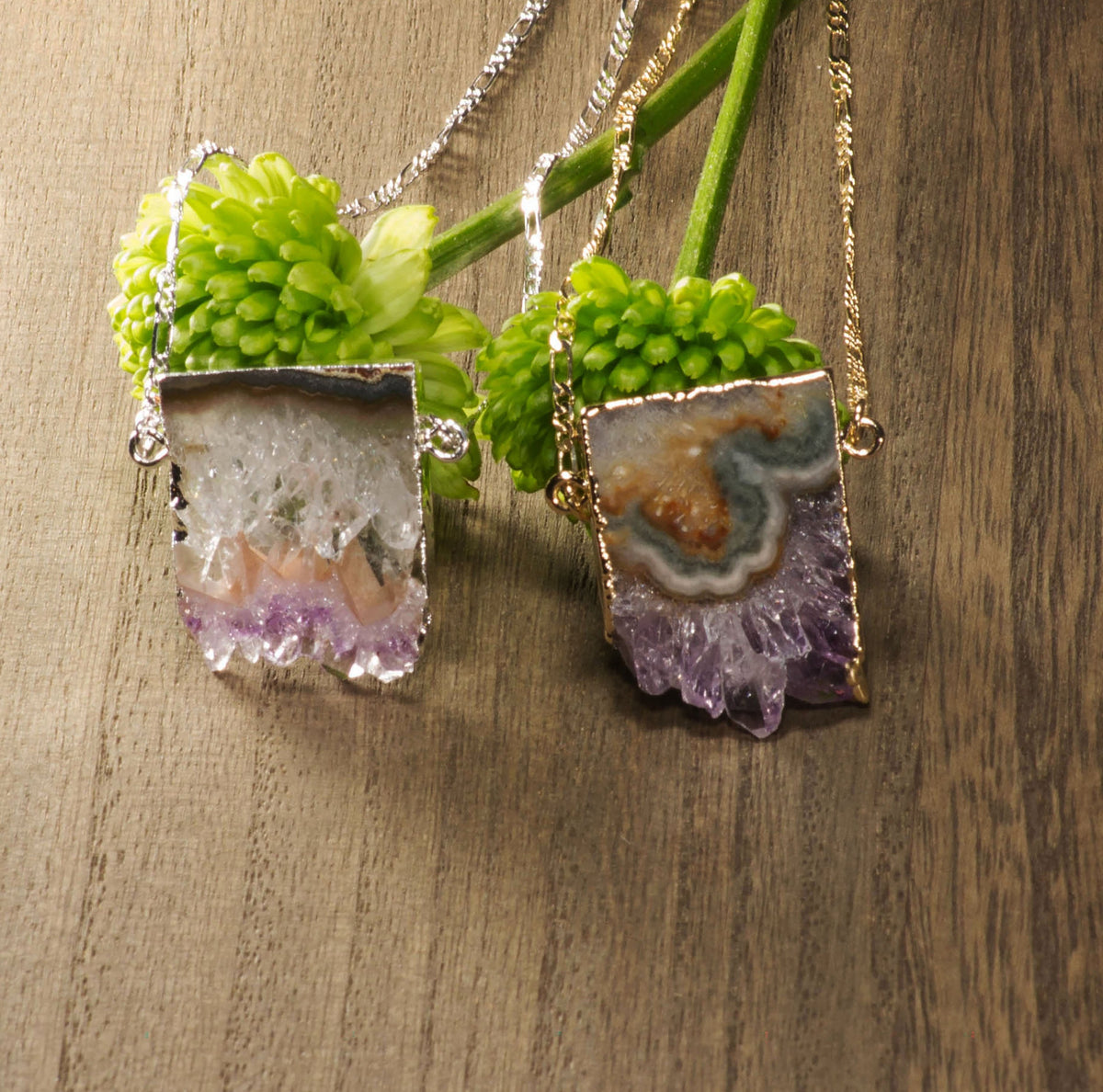 Collana con Sezione Orizzontale di Ametista Naturale