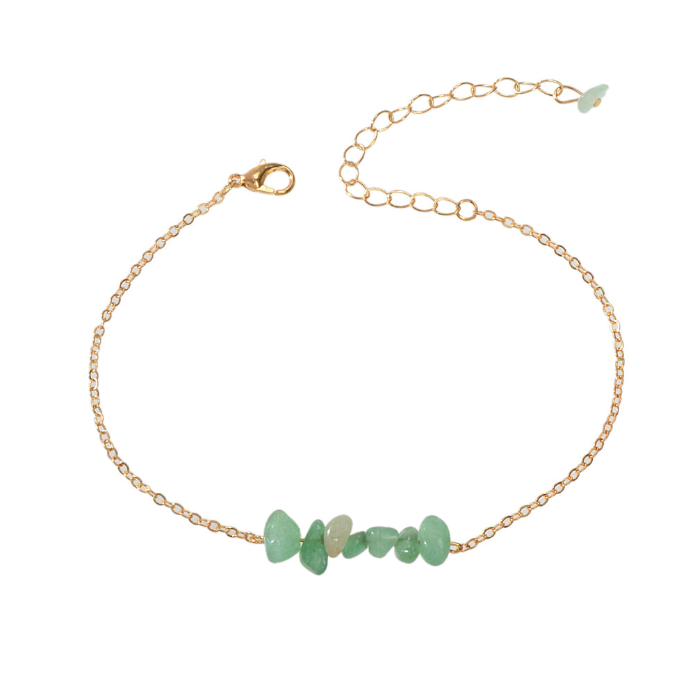 Gold Chain Green Purple Natural Stone Anklet Bracelet Summer Beach