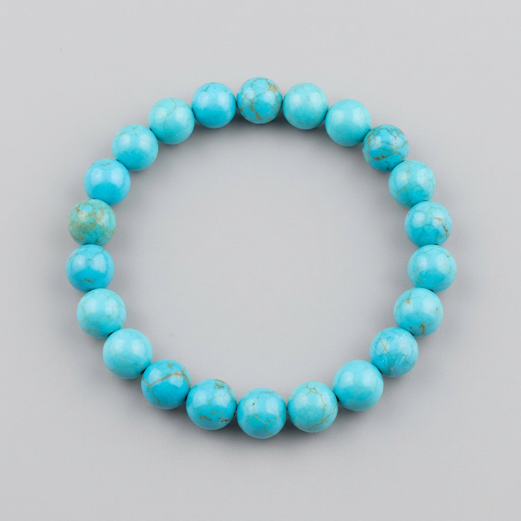 Bracciale Elastico in Howlite Blu Naturale - 8mm