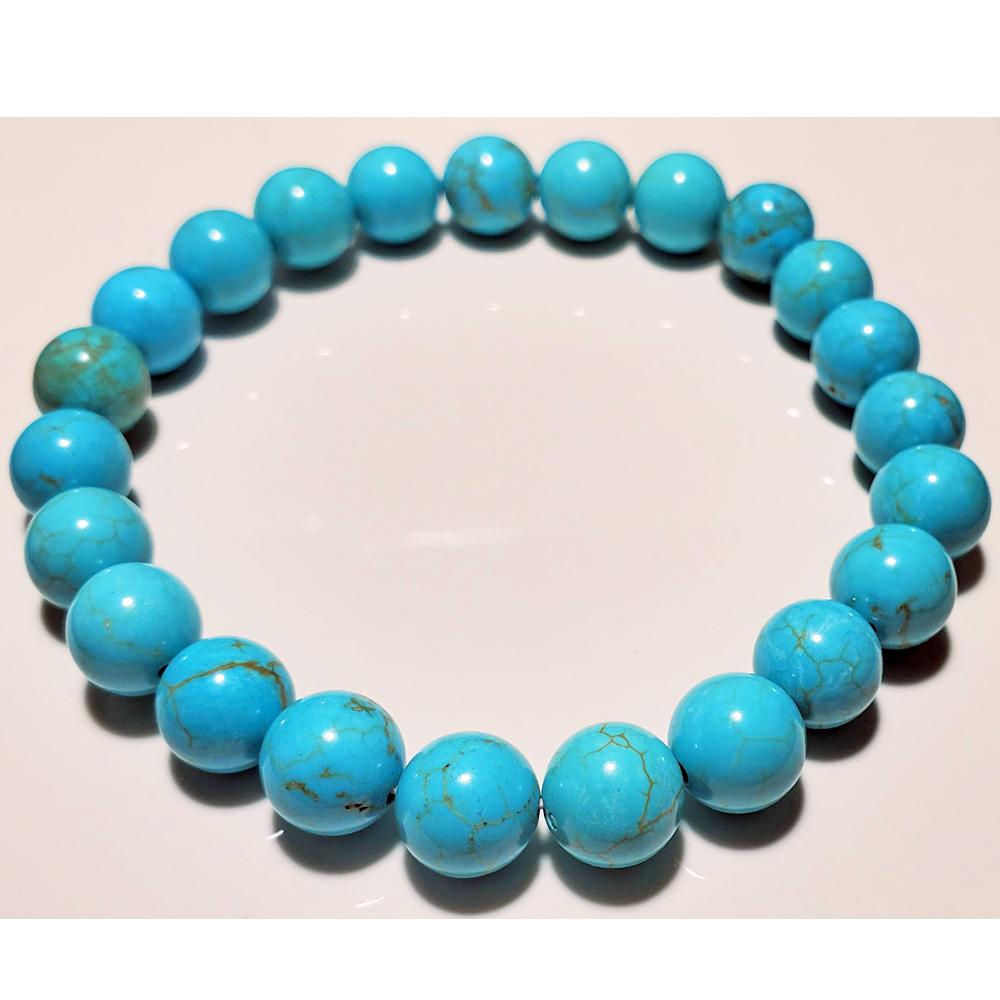 Bracciale Elastico in Howlite Blu Naturale - 8mm