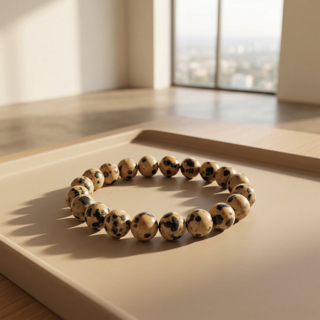 Bracciale Elastico in Diaspro Dalmatian - 8mm