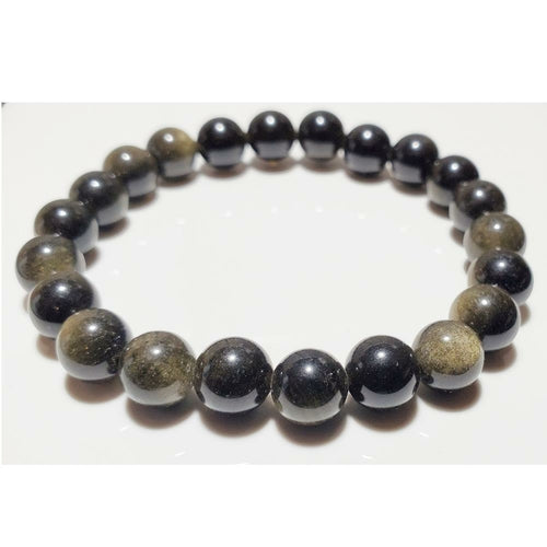 Bracciale Elastico in Ossidiana Dorata - 8mm
