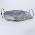 Gray Agate Quartz Serving Tray with Loop Handles