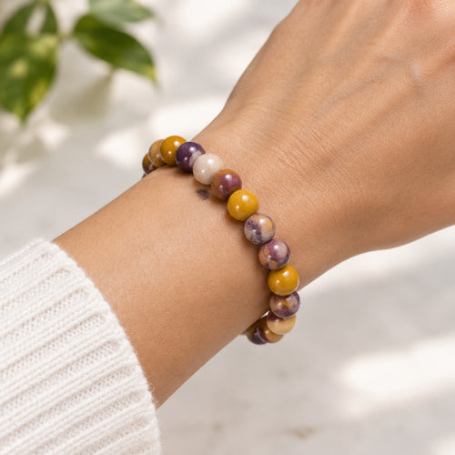 Bracciale Elastico in Diaspro Mookaite - 8mm