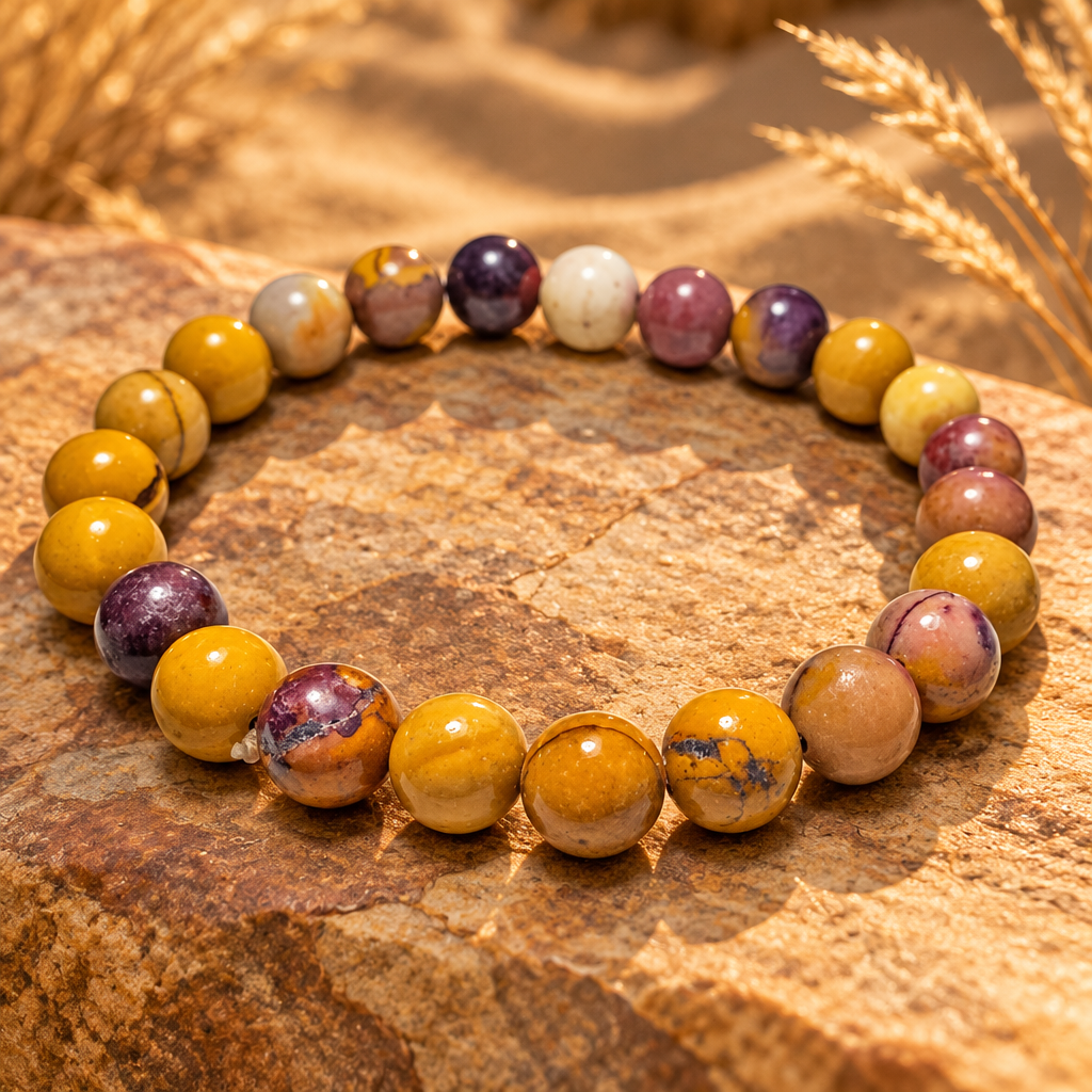 Bracciale Elastico in Diaspro Mookaite - 8mm