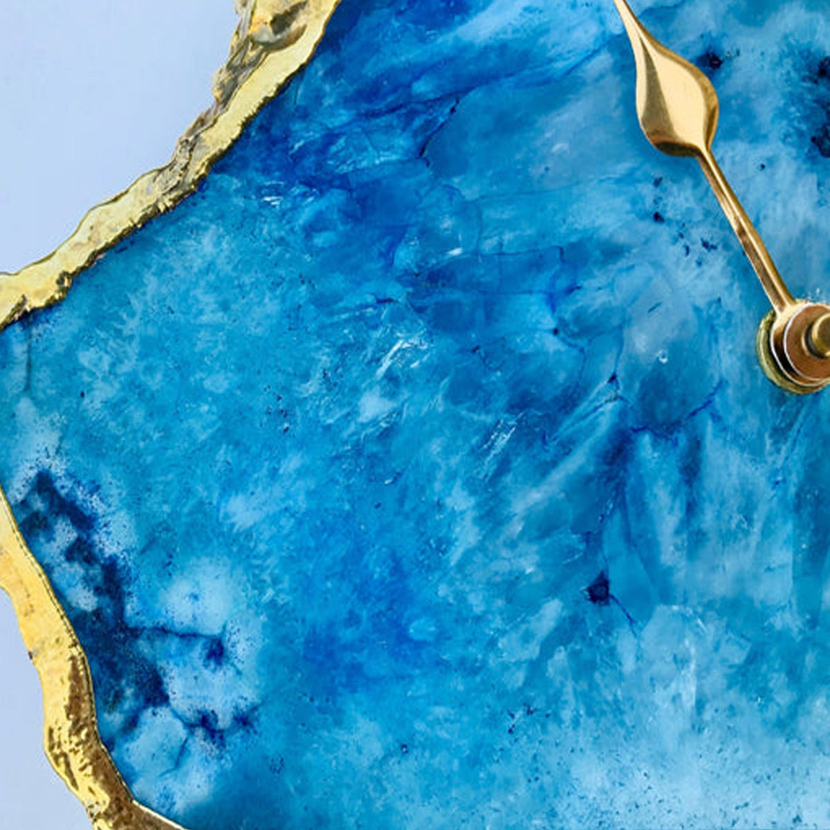Ocean Blue Agate Natural Edge Desk Clock, 6 x 7 Inch