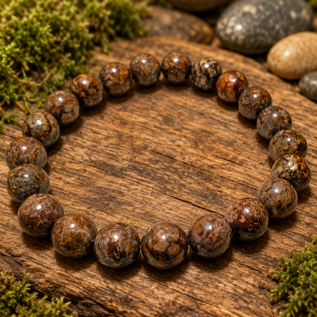 Bracciale Elastico in Legno Pietrificato - 8mm