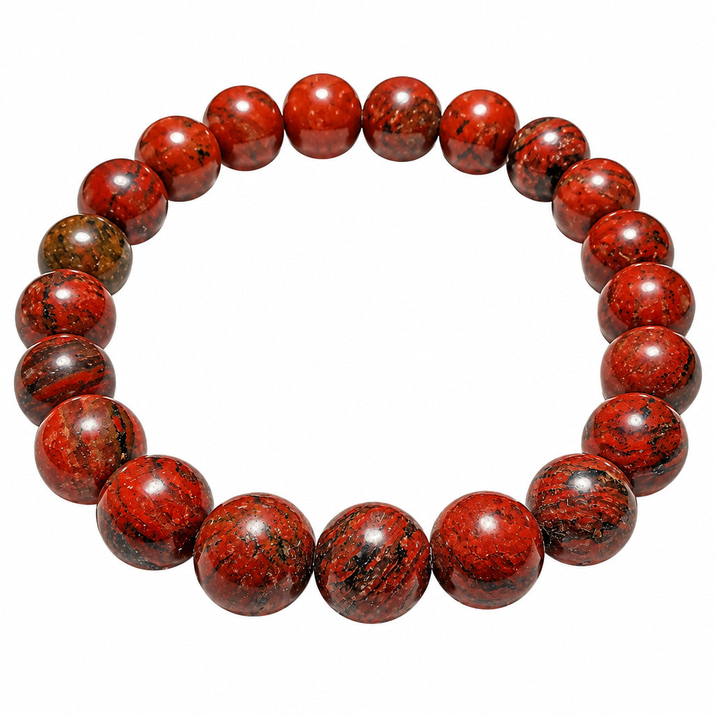 Bracciale Elastico in Diaspro Rosso - 8mm