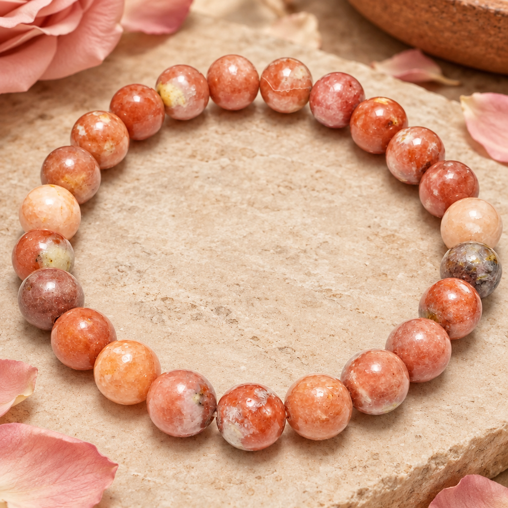 Bracciale Elastico in Rodocrosite Naturale - 8mm