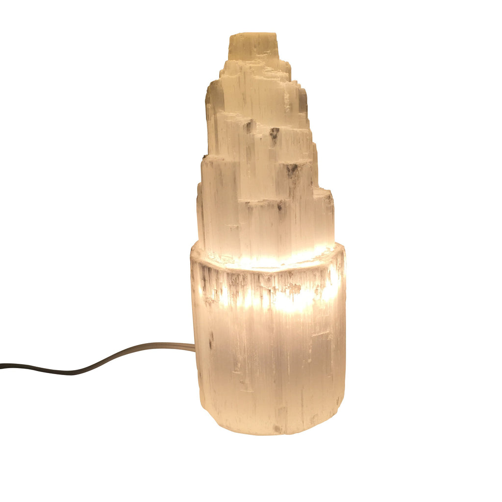 Lampada in Selenite Grezza | Torre Grattacielo | Luce e Cristalloterapia