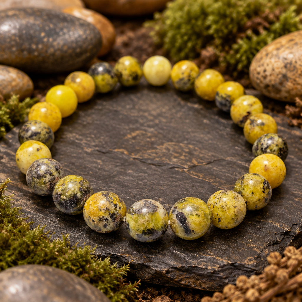Bracciale Elastico in Serpentino Naturale - 8mm