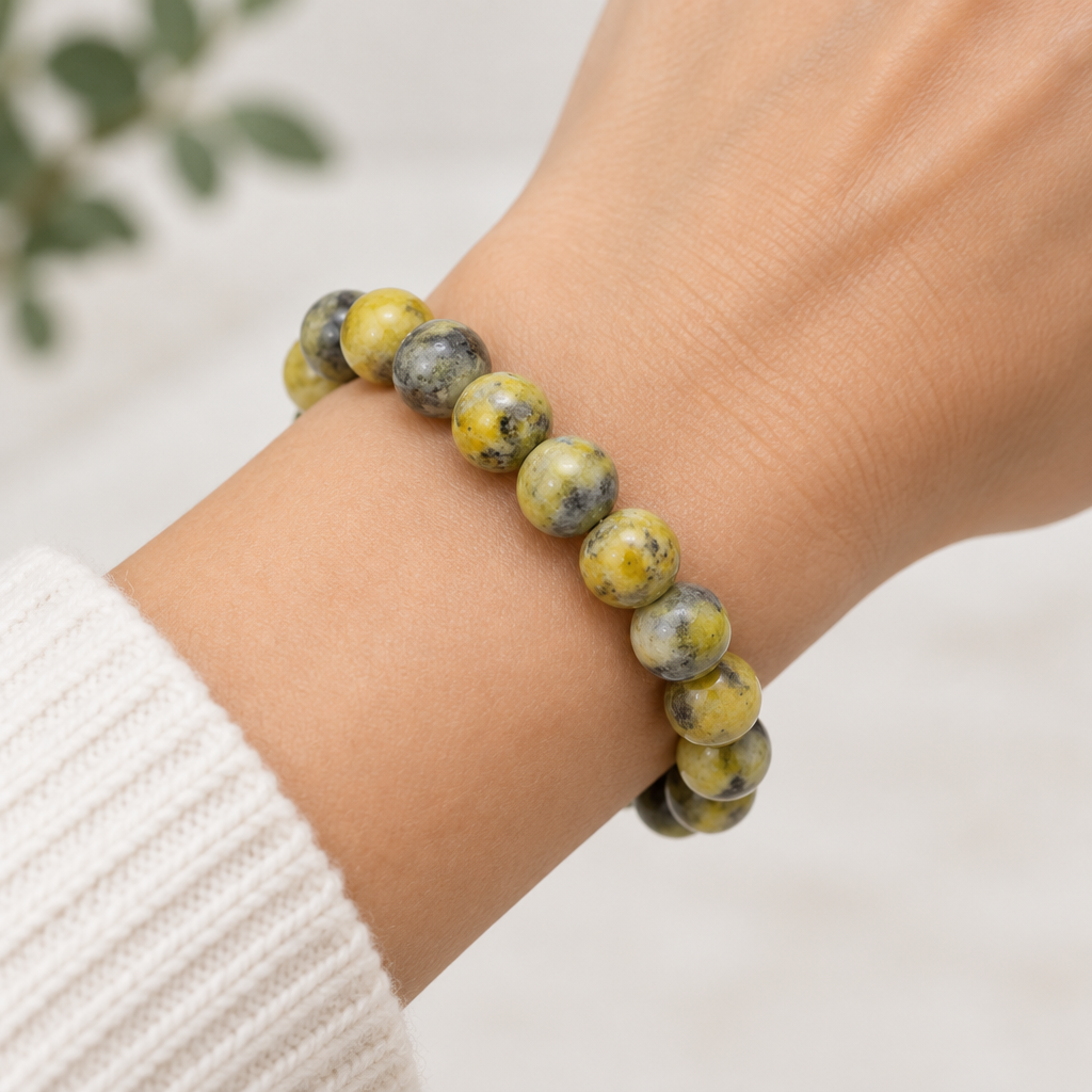 Bracciale Elastico in Serpentino Naturale - 8mm