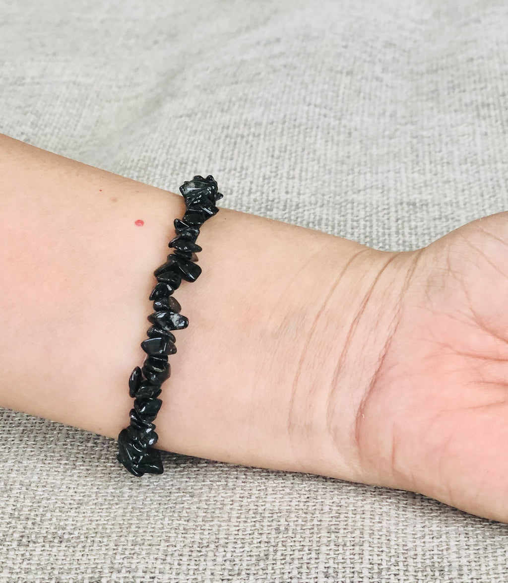 Bracciale Elastico in Tormalina Nera Naturale
