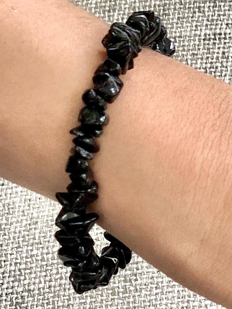 Bracciale Elastico in Tormalina Nera Naturale