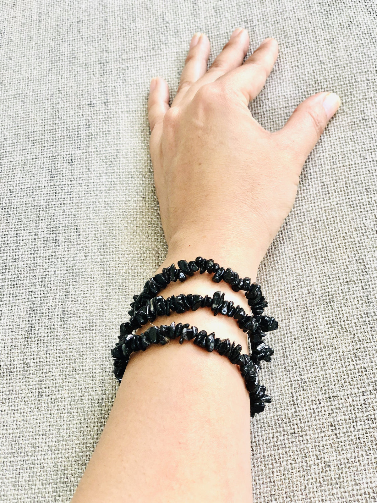 Bracciale Elastico in Tormalina Nera Naturale