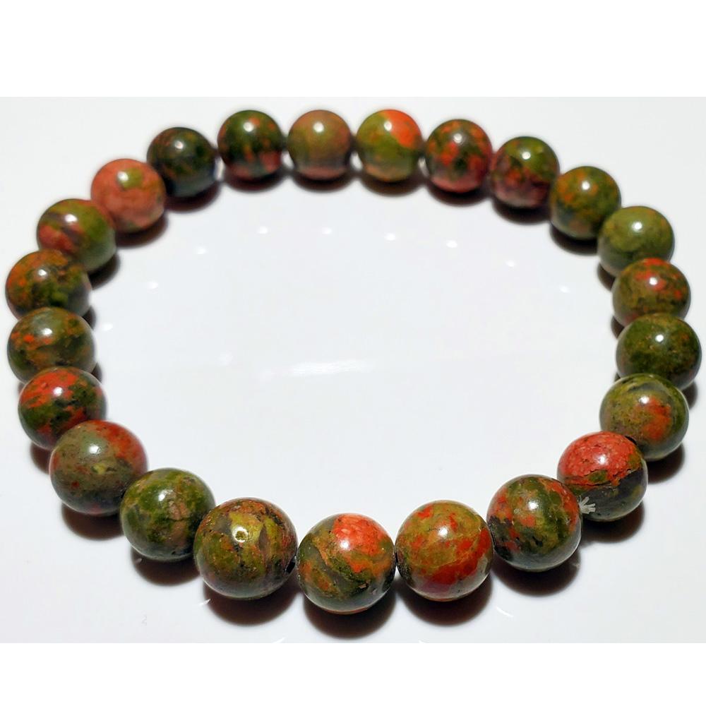Bracciale Elastico con Perle in Unakite Naturale