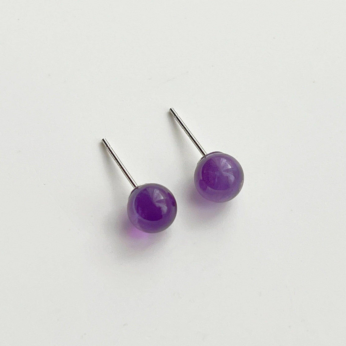 Amethyst Stud Earrings - Purple Natural Stone Gift