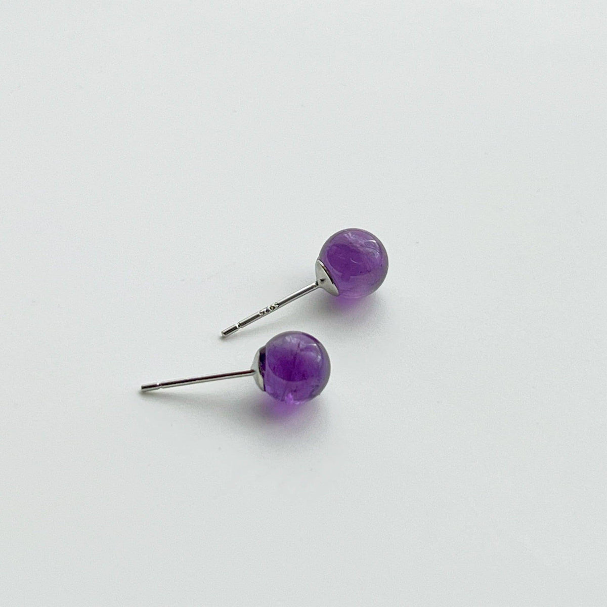 Amethyst Stud Earrings - Purple Natural Stone Gift