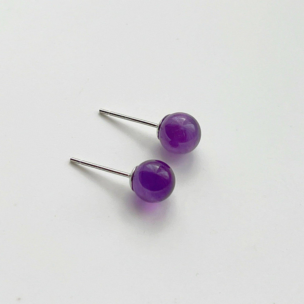 Amethyst Stud Earrings - Purple Natural Stone Gift