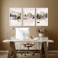 Set di 3 Stampe da Parete | Paesaggio Giapponese Etereo | Decor Ufficio e Casa