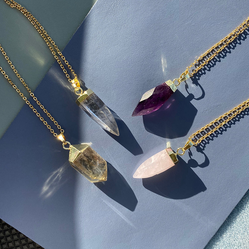 Collana Glow – Cristallo di Quarzo, Quarzo Rosa, Ametista o Quarzo Limone
