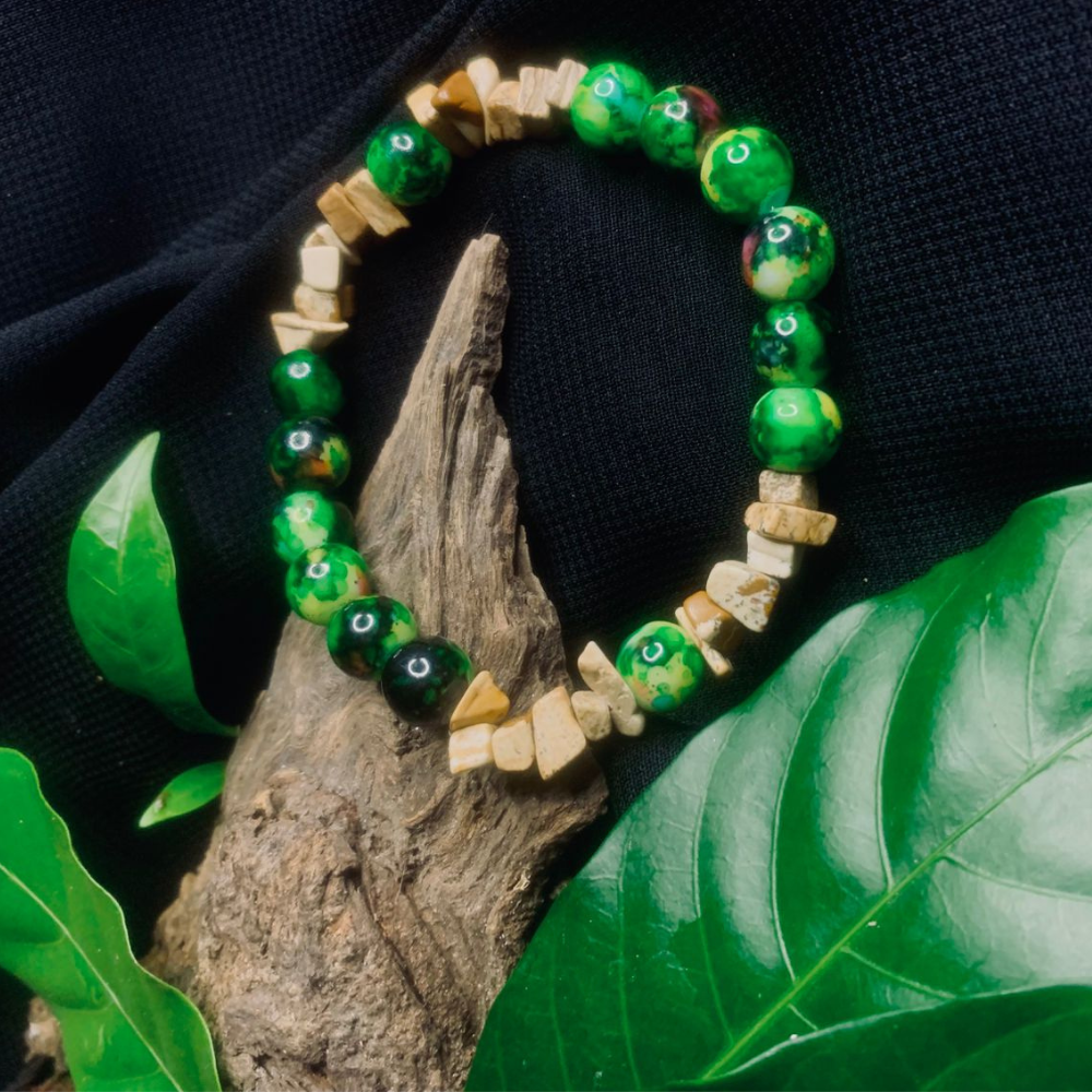 Bracciale Elastico in Agata della Corteccia e Pietra Naturale