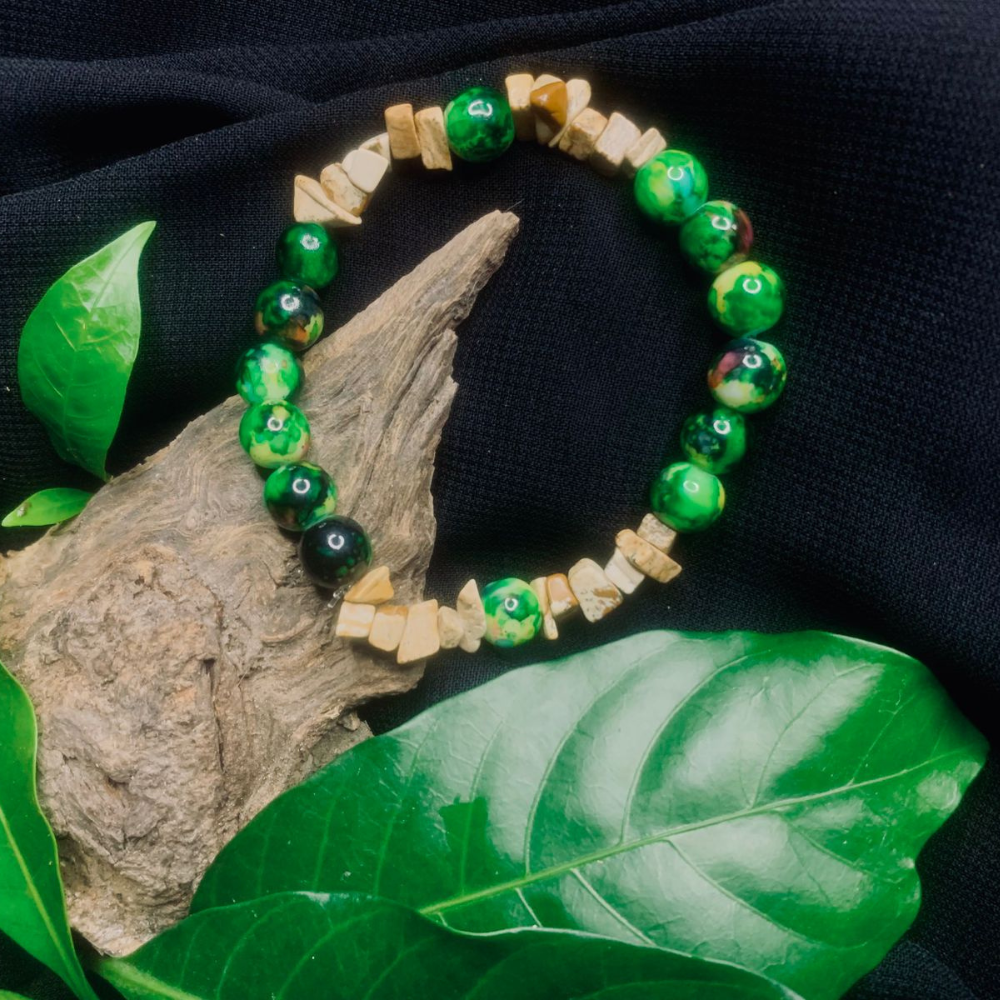Bracciale Elastico in Agata della Corteccia e Pietra Naturale