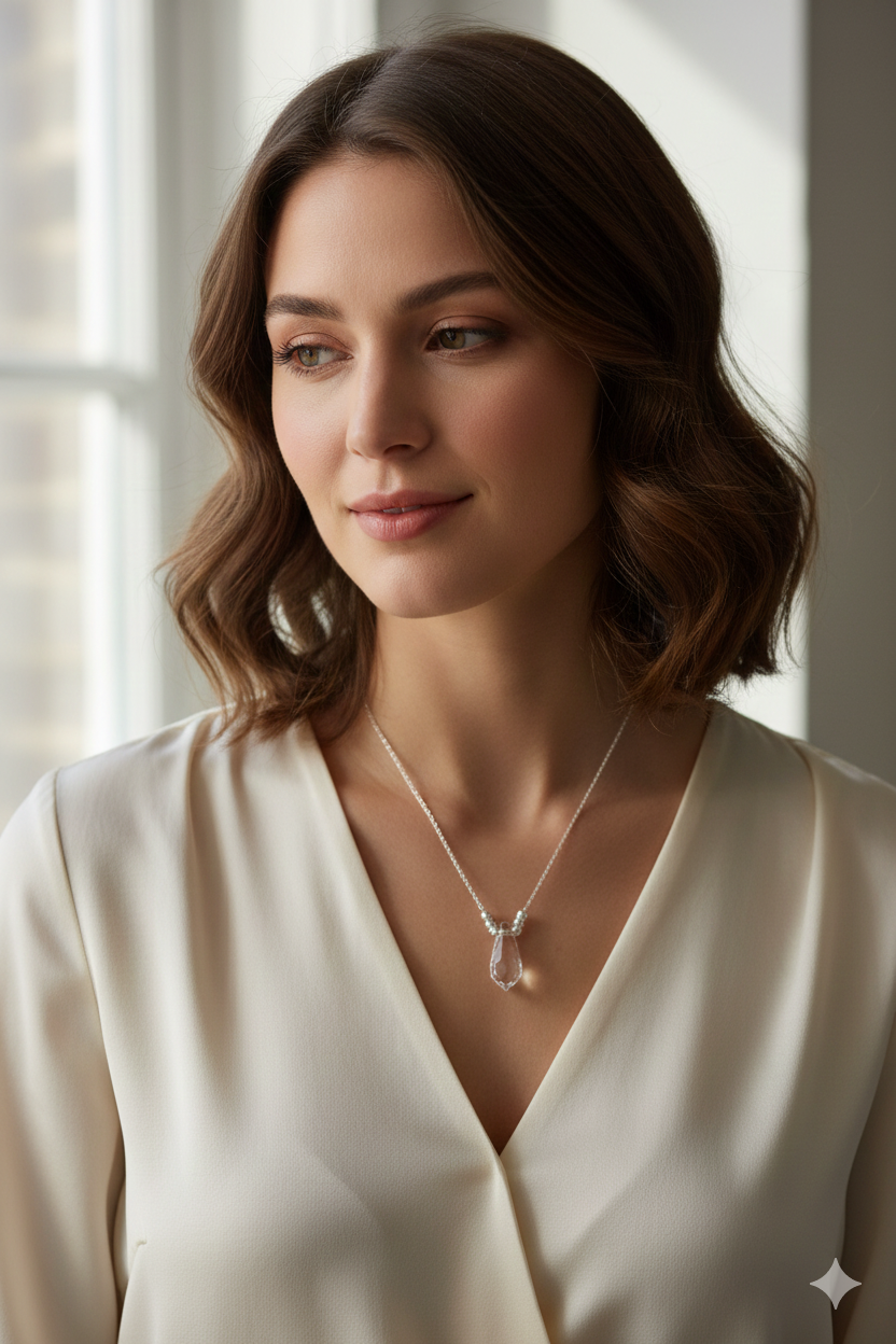 Collana con Pendente in Argento Sterling 925 e Cristallo