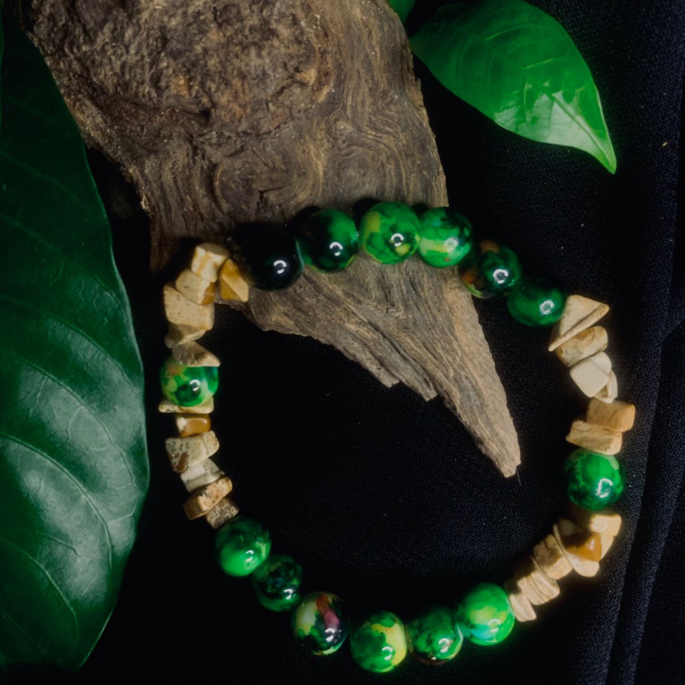 Bracciale Elastico in Agata della Corteccia e Pietra Naturale