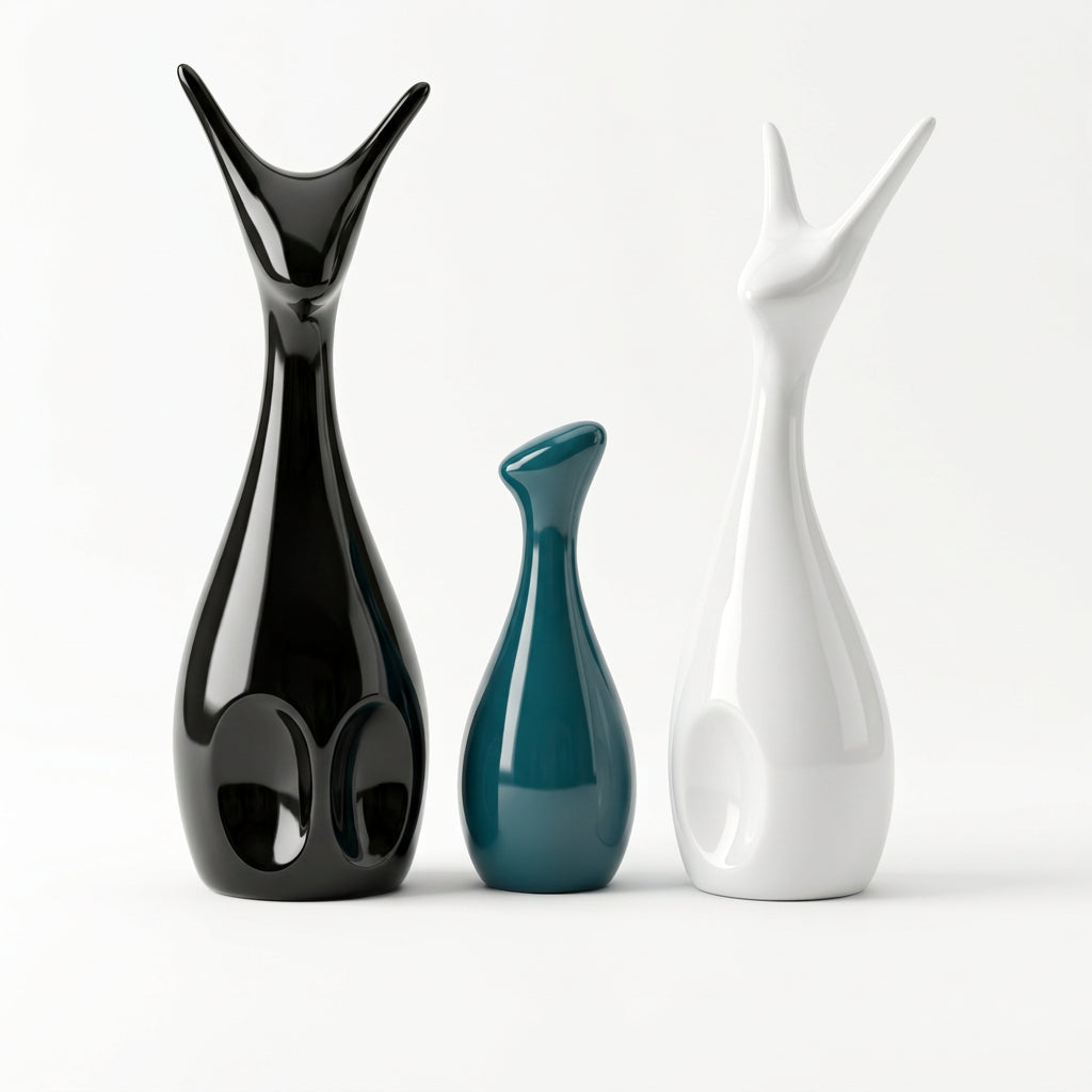 Famiglia di Cervi Portafortuna in Ceramica Opaca | Statuette Decorative