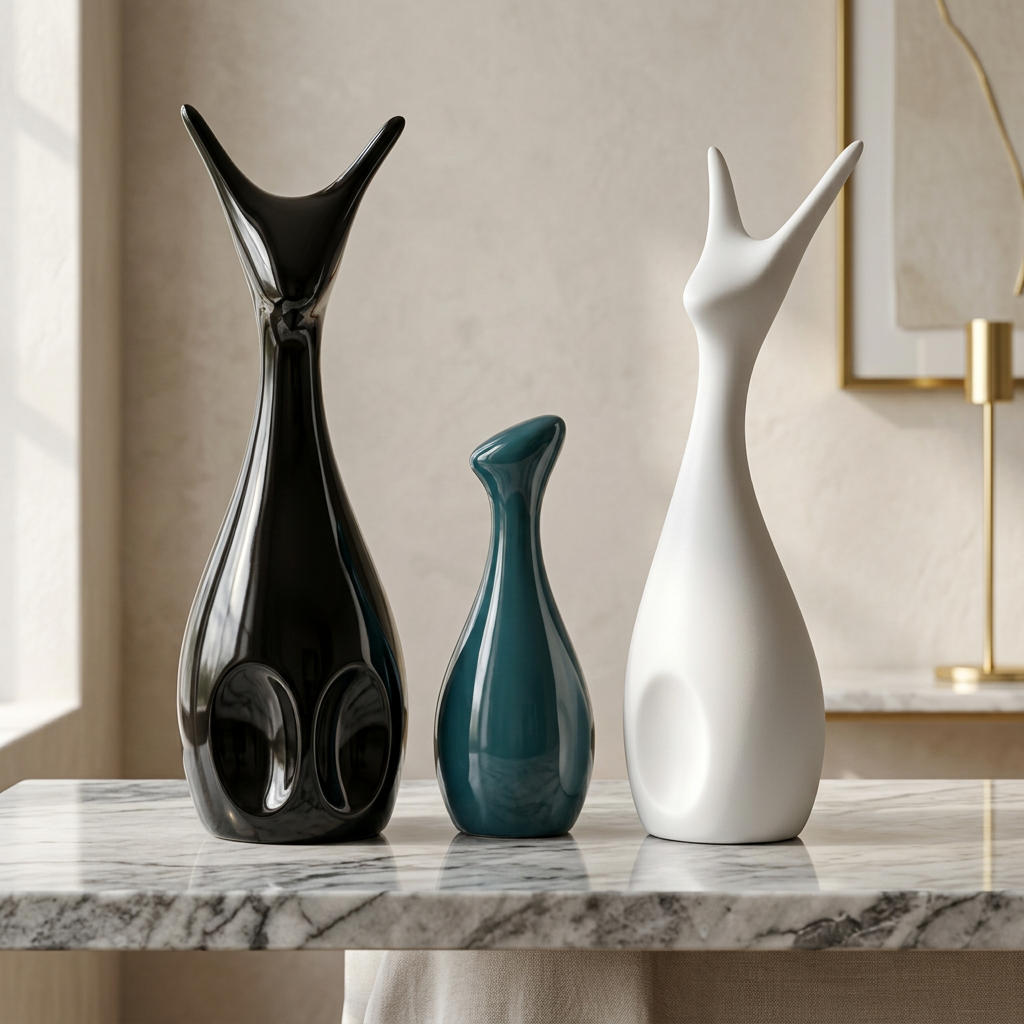 Famiglia di Cervi Portafortuna in Ceramica Opaca | Statuette Decorative
