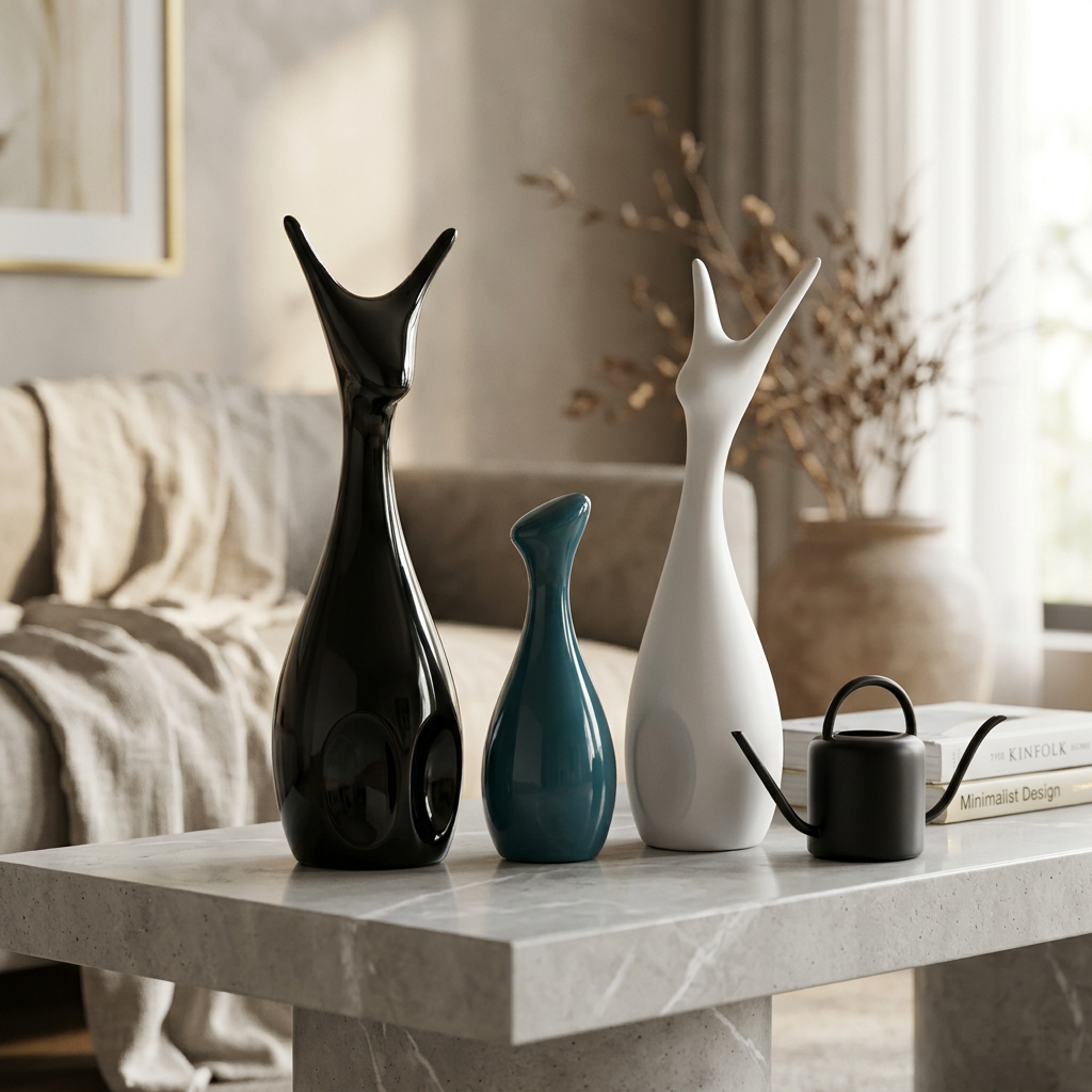 Famiglia di Cervi Portafortuna in Ceramica Opaca | Statuette Decorative